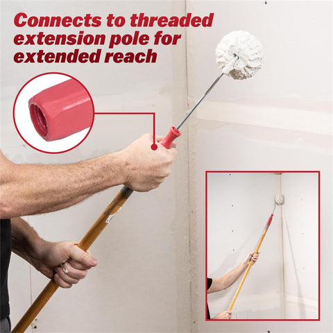 MARSHALLTOWN Corner Roller threaded-adapter in use for pole mounting.