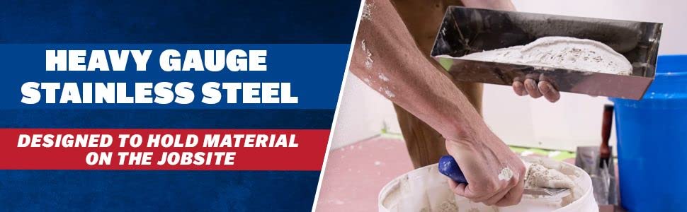 Marshalltown Heli-Arc 14in mud pan, suitable for drywall and plaster prep on busy sites.