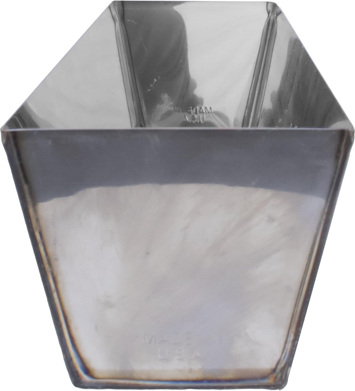 Marshalltown Heli-Arc mud pan 14in, edge-shear detail, easy knife cleanup after use.