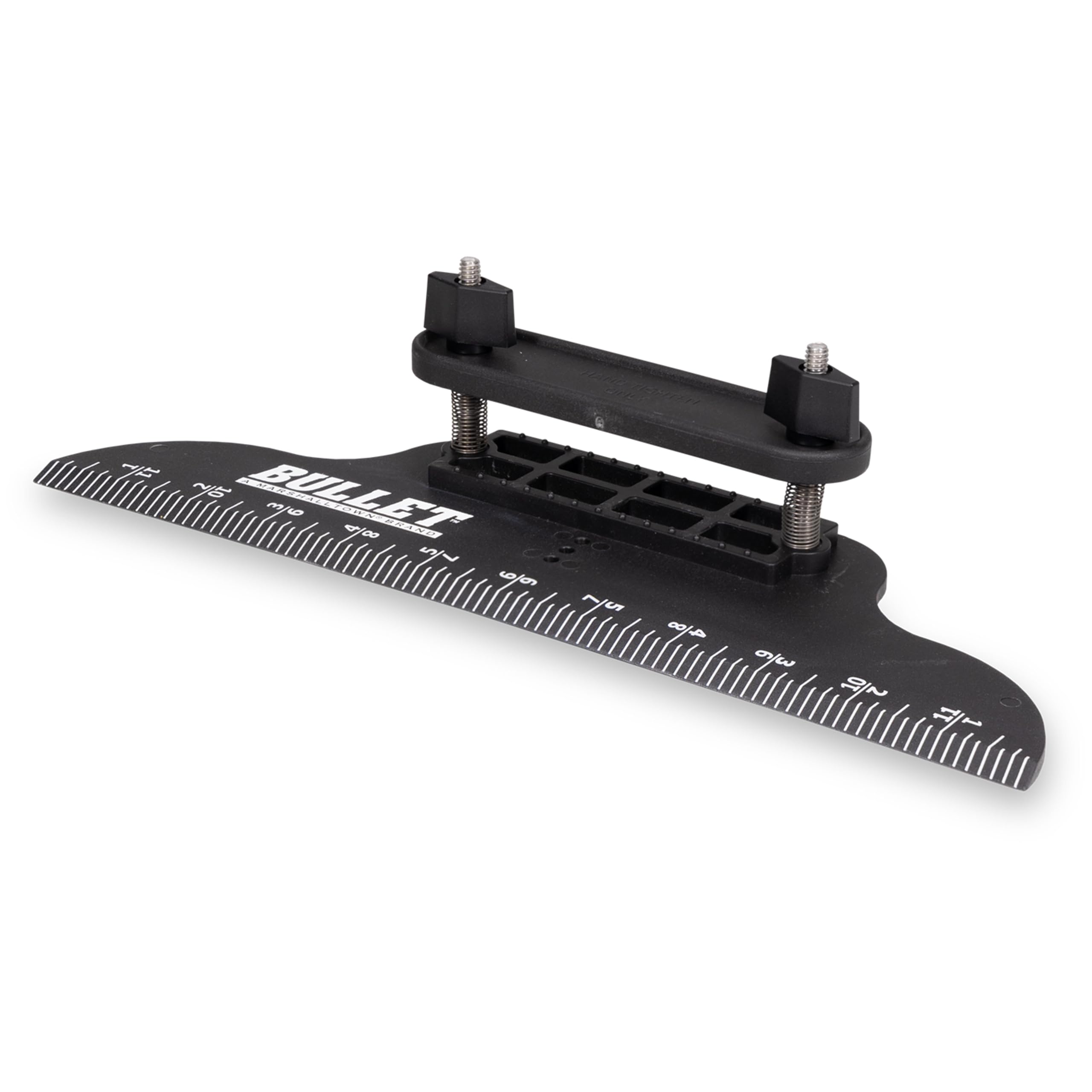 MARSHALLTOWN STT stair tread jig shows precise angle measurement for accurate cuts.