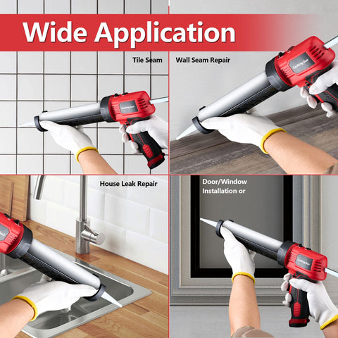 Marsosaur cordless, battery-powered caulk gun for long sealing sessions.