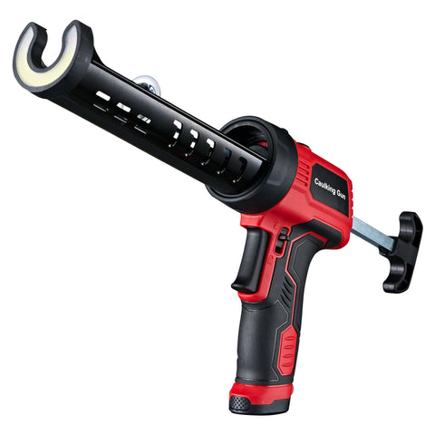 Marsosaur electric caulk gun on workbench delivers a smooth, controlled bead.