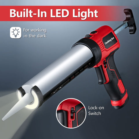 Marsosaur lightweight cordless caulk gun with ergonomic balance reduces fatigue.