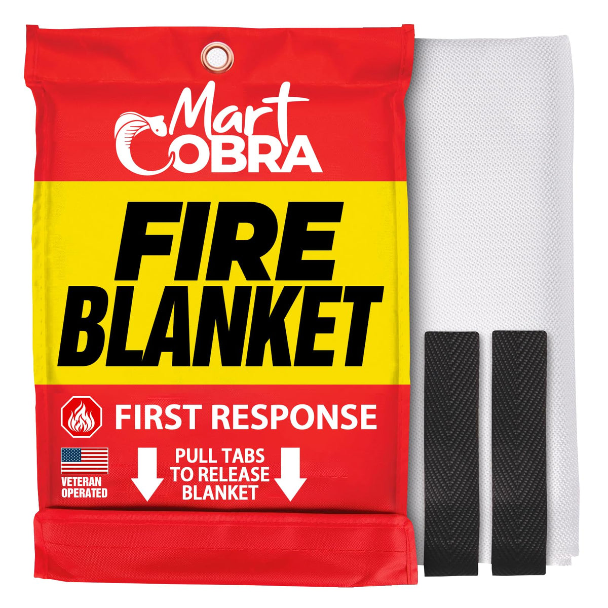 Mart Cobra emergency fire blanket folded, ready for quick home safety use.
