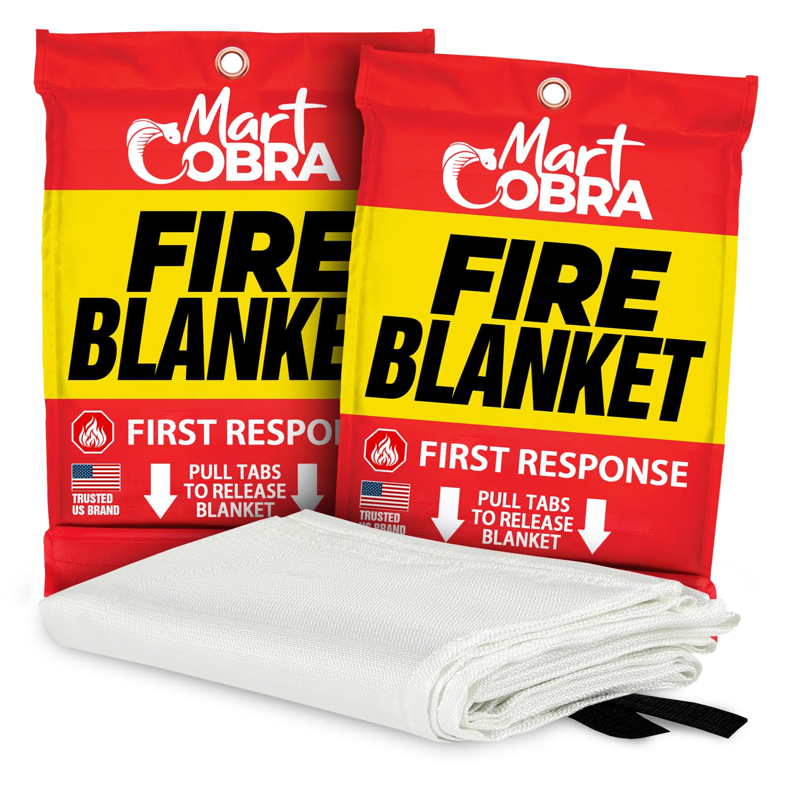 Mart Cobra fire blanket 2-pack stored in protective pouch for easy access