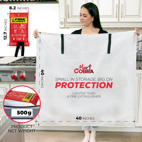 Mart Cobra 40x40 fire blanket for car travel, compact and ready.