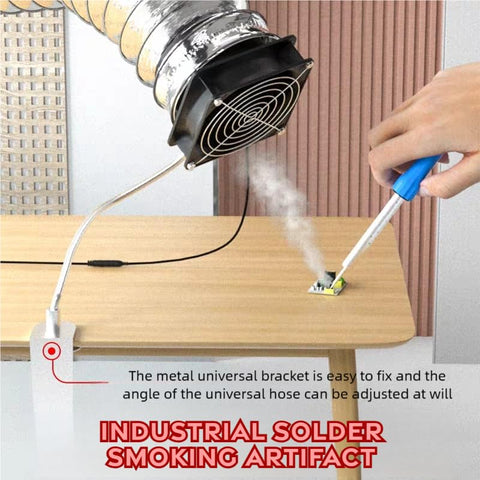 Martians Fume Extractor gooseneck detail highlights flexible stainless steel arm for precise positioning.