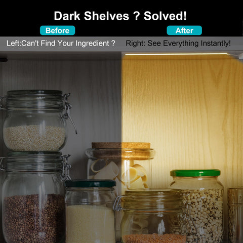 Martronic 15-inch strip light for pantry visibility and organization