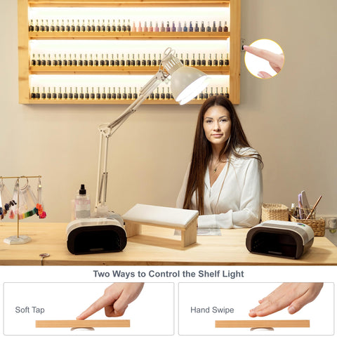 Martronic shelf light strip with hand-sweep on/off control demonstrating easy operation.