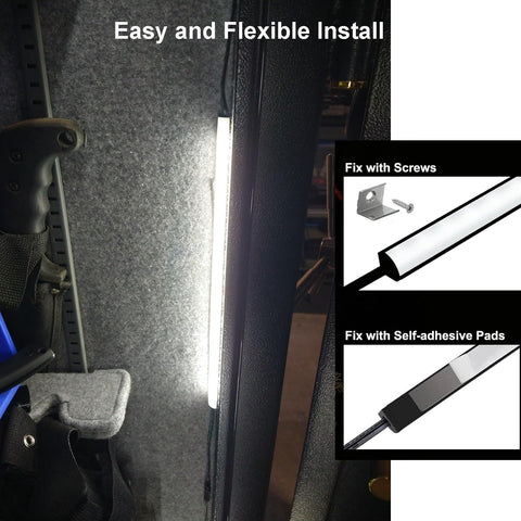 Self-adhesive LED bars install quickly without tools.