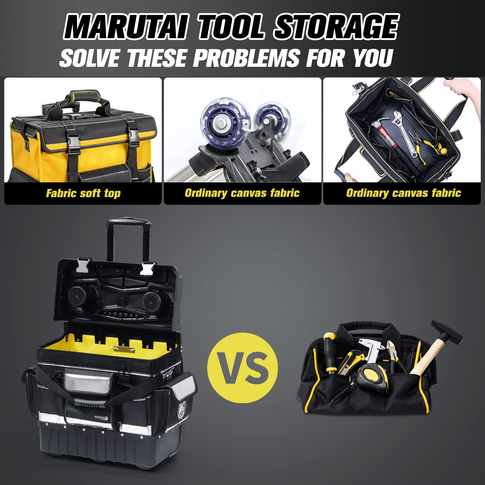 MARUTAI tool bag with telescopic handle simplifies moving heavy gear.