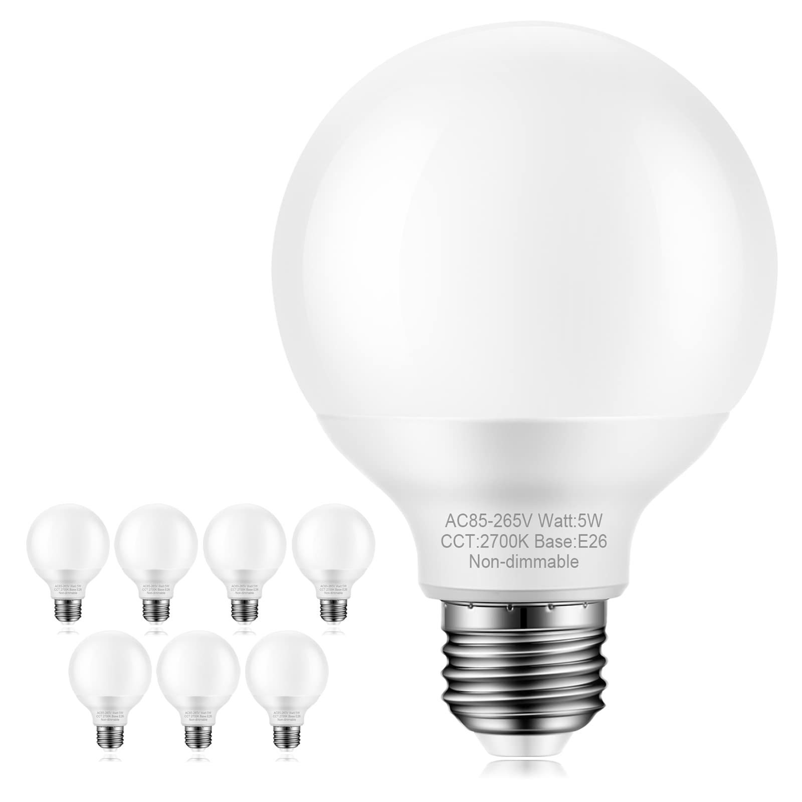 Marxlait warm white bathroom bulb globe for 60W-equivalent vanity lighting.