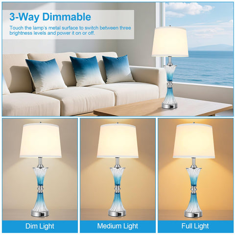 MARYRAIN coastal blue glass with white shade for modern bedrooms