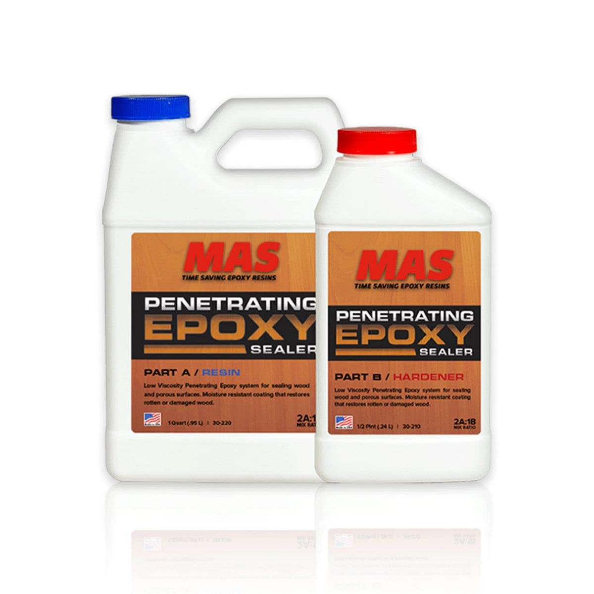 MAS Epoxies bottle pour demonstrating wood sealing and rot prevention