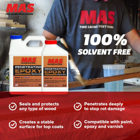MAS Epoxies marine wood project image emphasizes durable sealer for boats