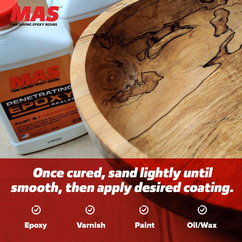MAS Epoxies mixing jar showing two-part system ready for durable wood repairs