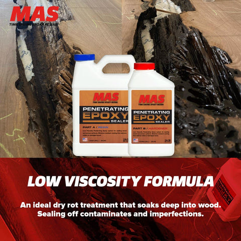MAS Epoxies rot repair closeup shows treatment protecting compromised wood