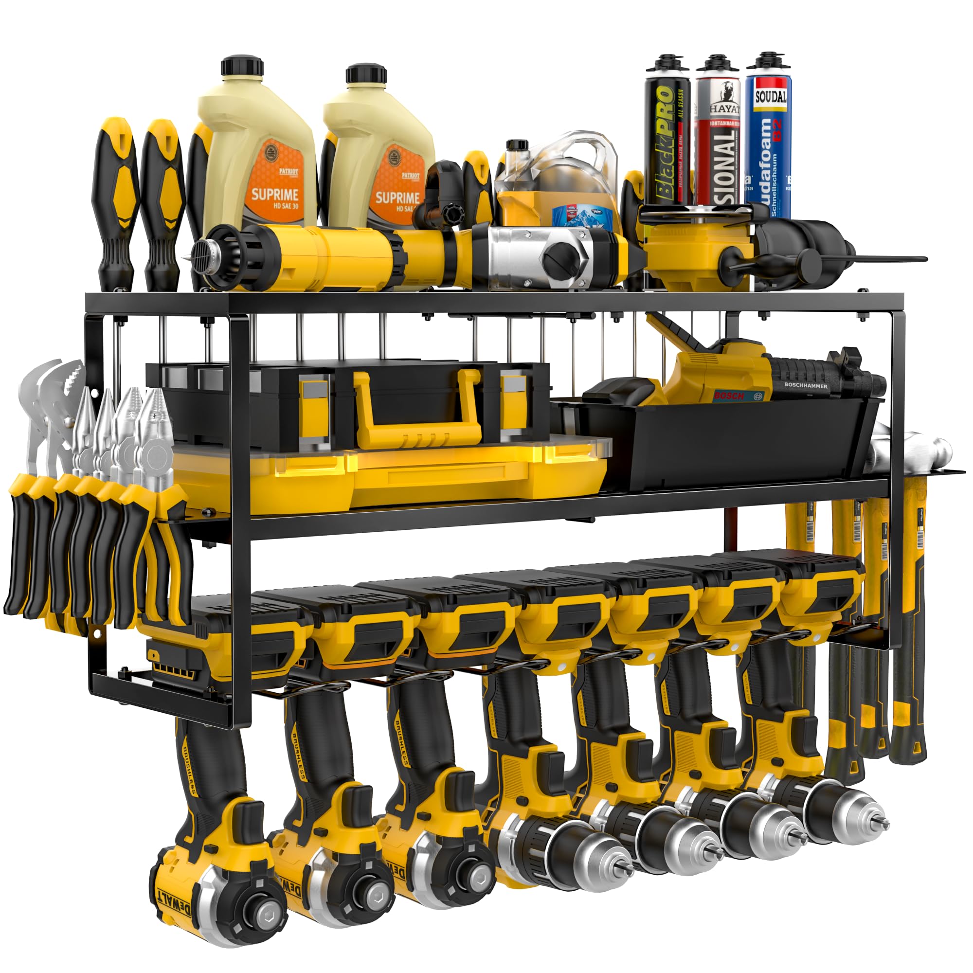 Masadi power tool organizer with seven drill slots for tidy storage