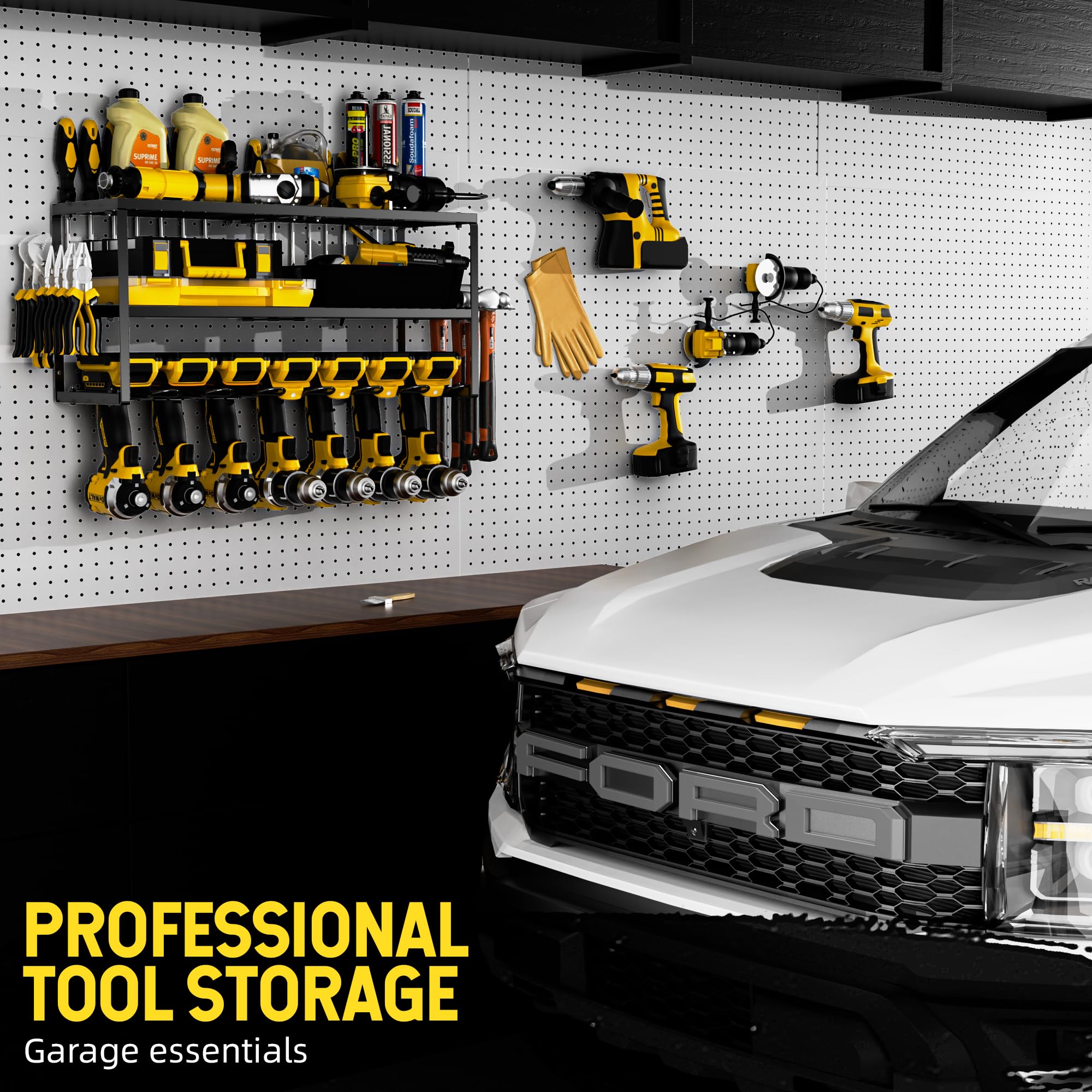Masadi wall-mounted tool organizer three-tier for efficient workspace