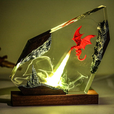MASDEC Epoxy Fire Dragon lamp packaged and ready for shipping