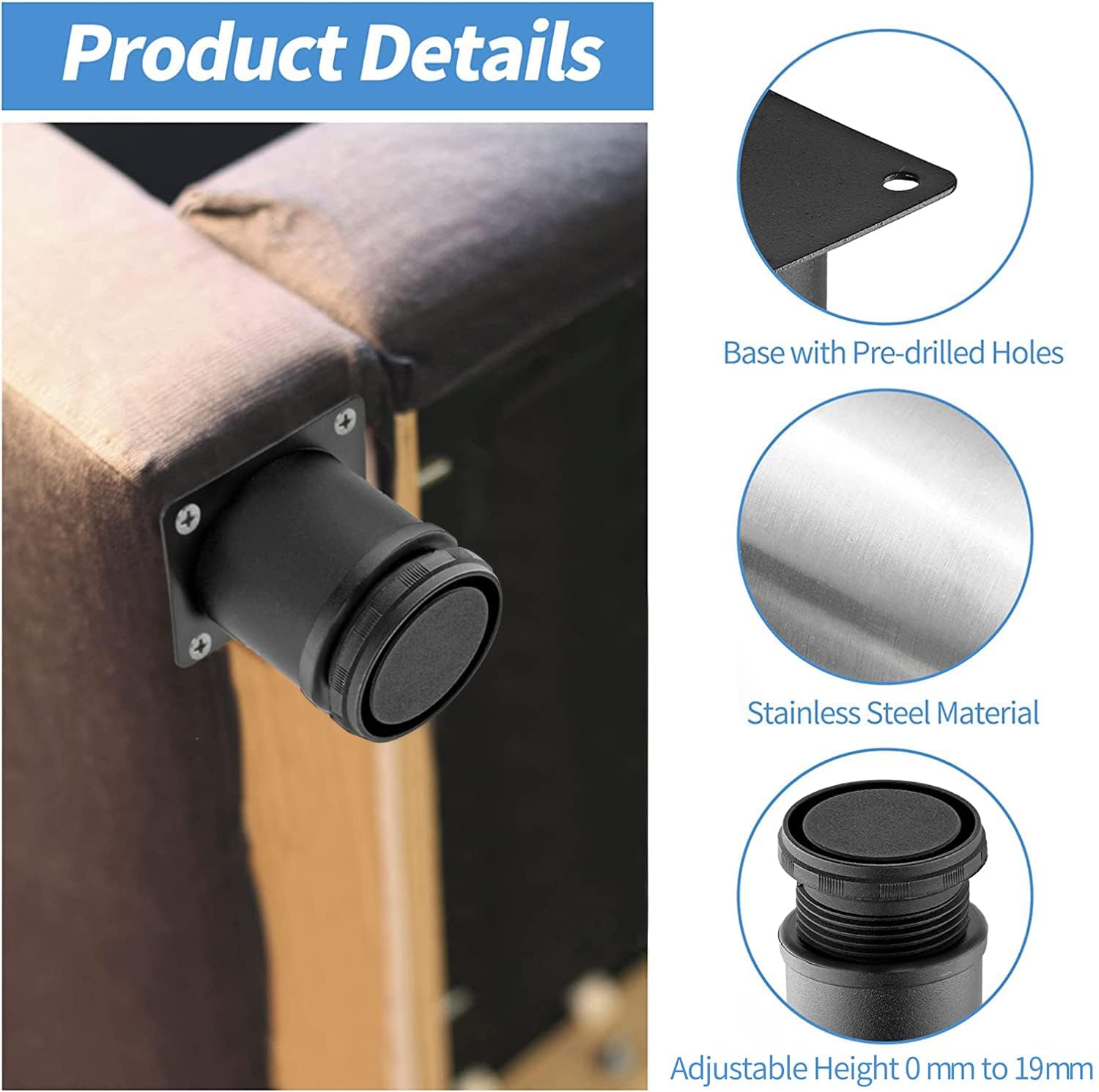 Masendelk height-adjustable leg range 0-19mm for uneven surfaces