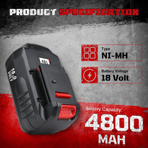 Masione 18V Ni-MH battery, side view, PC18B-2 compatible for steady use