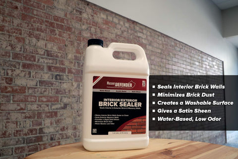 MasonryDefender Brick Sealer interior-exterior protection shields walls from moisture.