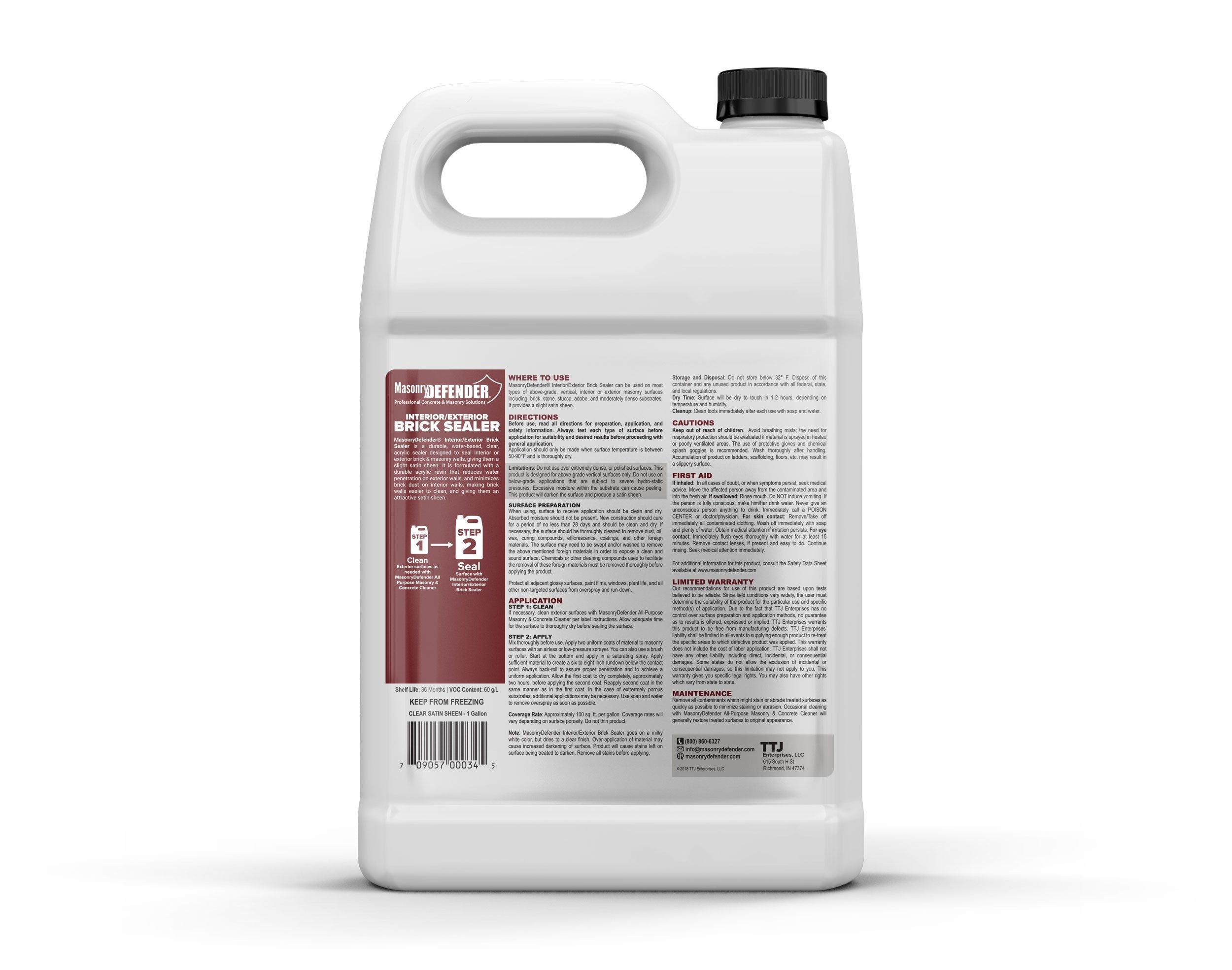 MasonryDefender Brick Sealer water-based formula reduces odors for comfortable indoor spaces.