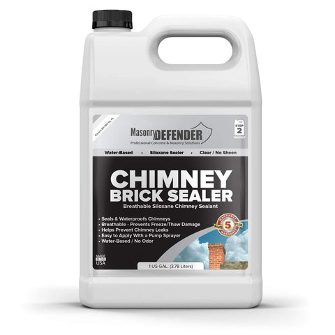 MasonryDefender chimney brick sealer being applied for durable exterior protection against moisture