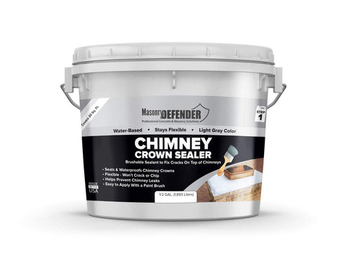 MasonryDefender chimney crown sealer brush application for waterproof protection.