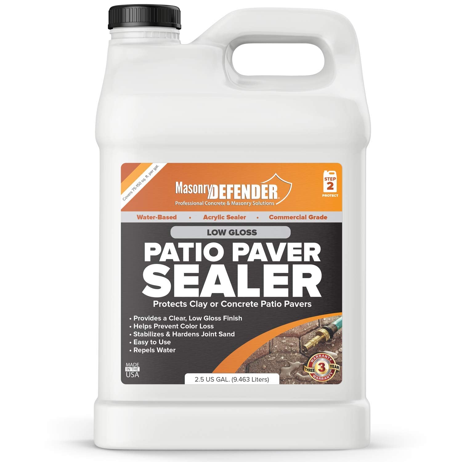 MasonryDefender patio paver sealer bottle for easy outdoor coating.