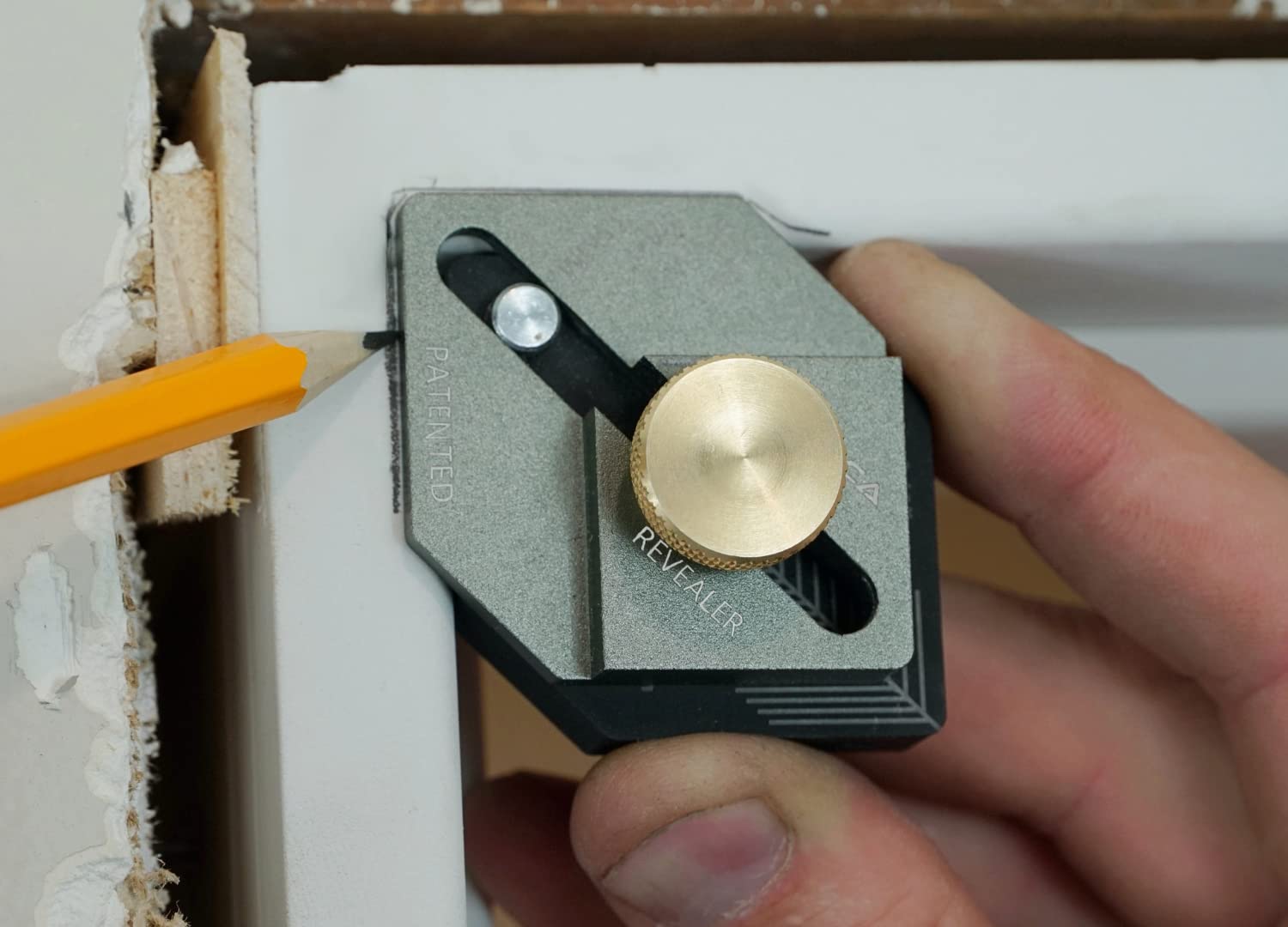Massca Revealer marking gauge demonstrates repeated lines for clean trim joints.