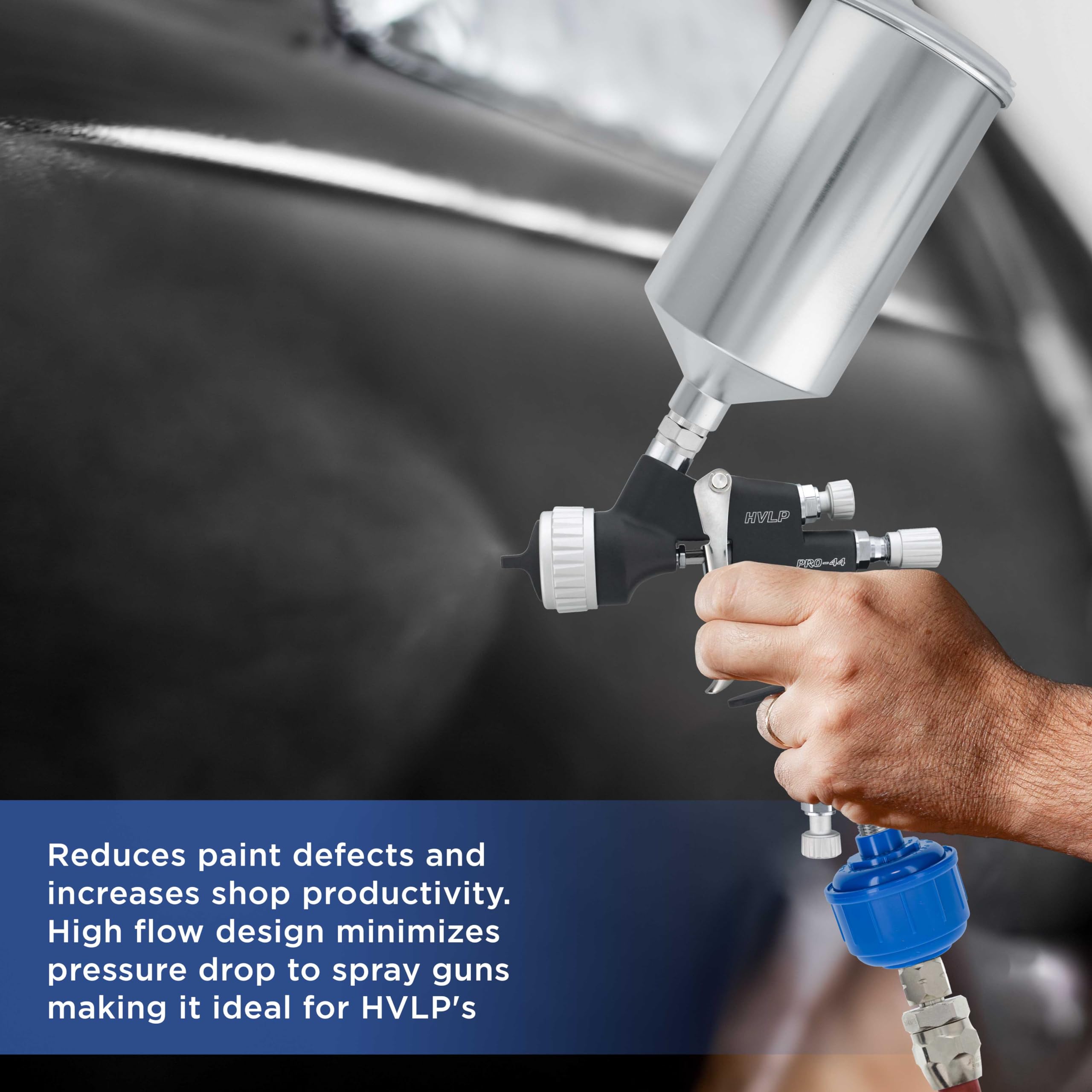 Master Airbrush Elite filter close-up removing oil, aerosols and particles from air lines.
