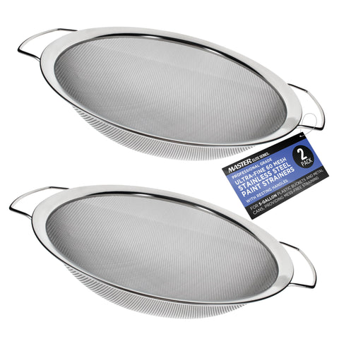 Master Airbrush Master Elite 60-mesh strainer resting over a bucket for mess-free filtering