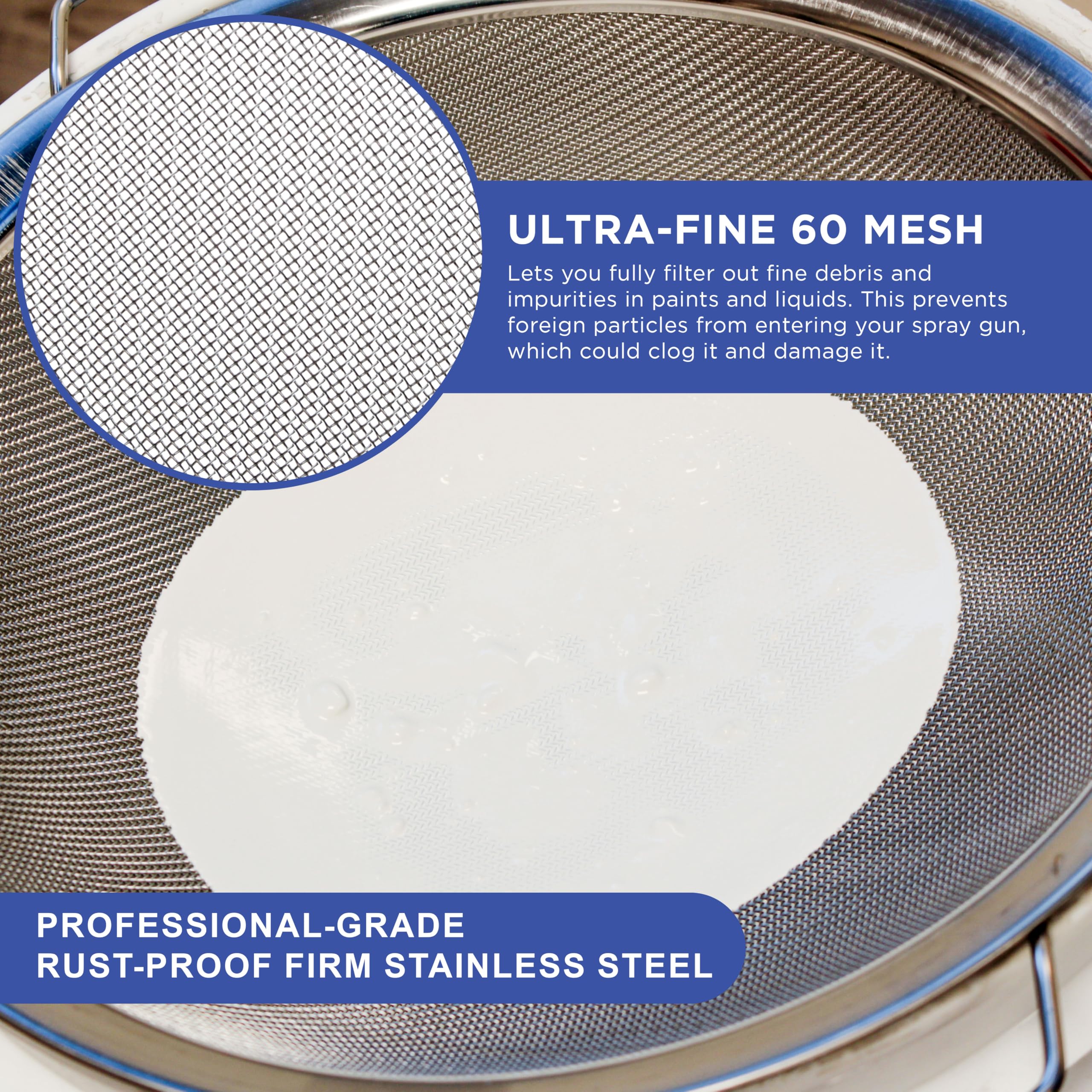 Master Airbrush ultra-fine 60-mesh catches impurities before reaching the spray gun