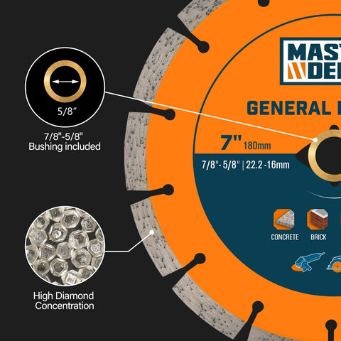 Master Depot blade handles dry and wet cutting on concrete, pavers, and stone