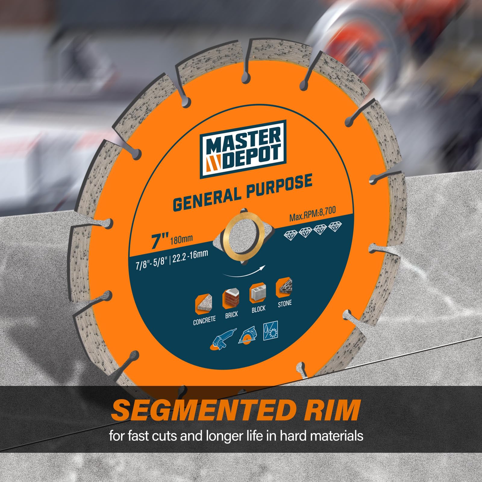 Master Depot low vibration blade provides quieter operation for steady work
