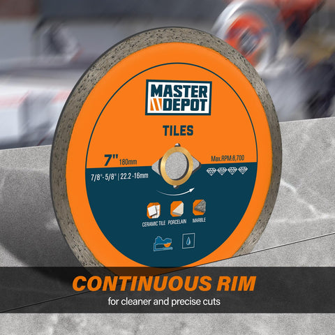 Master Depot wet-dry cutting capability for blade longevity and flexibility.