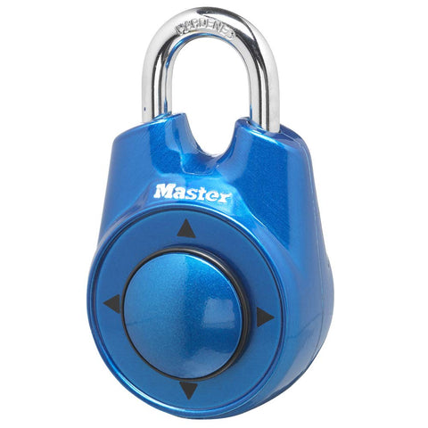 Master Lock 1500iD blue directional padlock front view showing fast directional entry