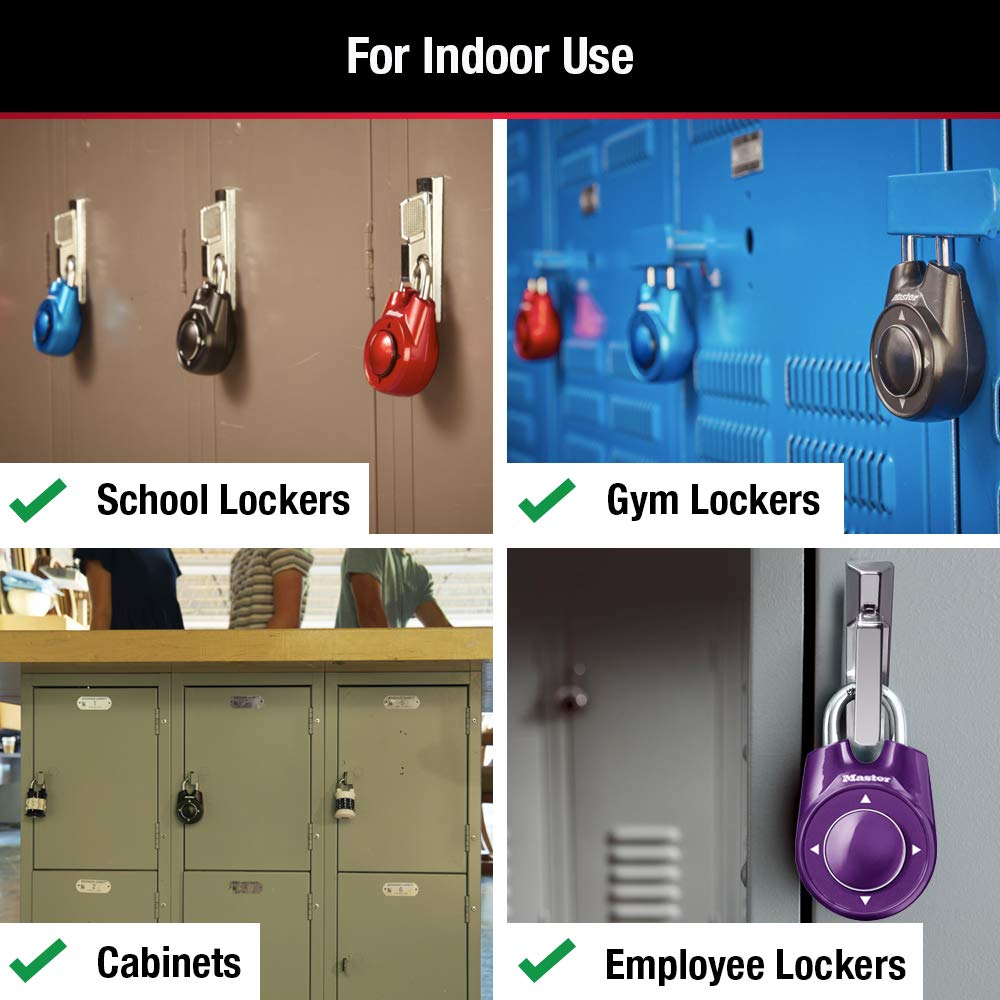 Master Lock 1500iD blue metal body padlock emphasizing durable indoor security