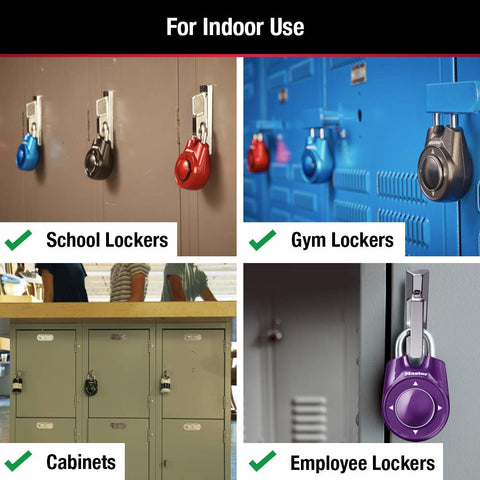 Master Lock 1500iD blue metal body padlock emphasizing durable indoor security
