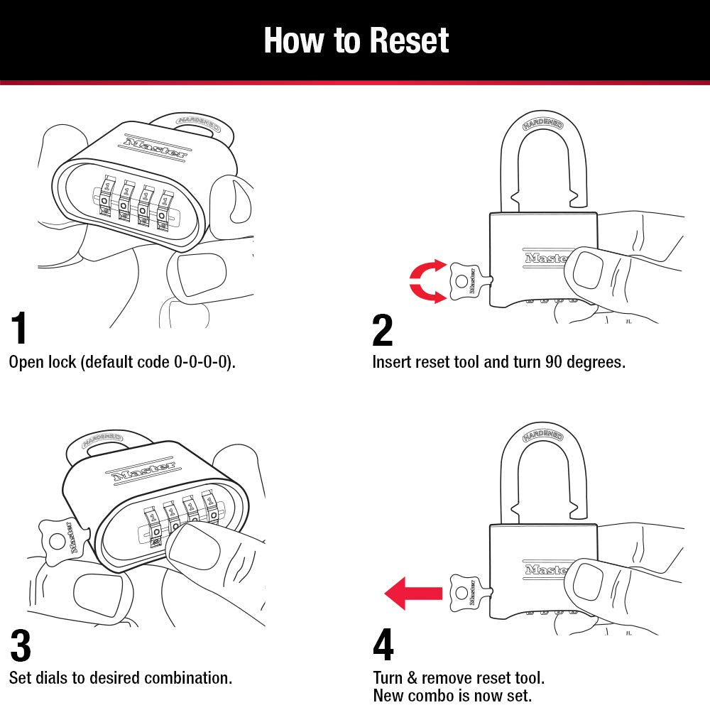 Master Lock 175 padlock showcases its two-inch-wide body for strength.