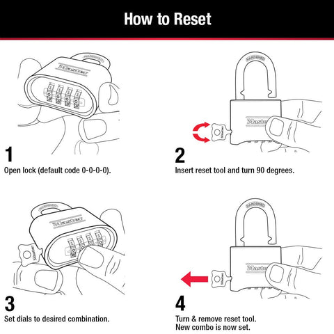 Master Lock 175 padlock showcases its two-inch-wide body for strength.