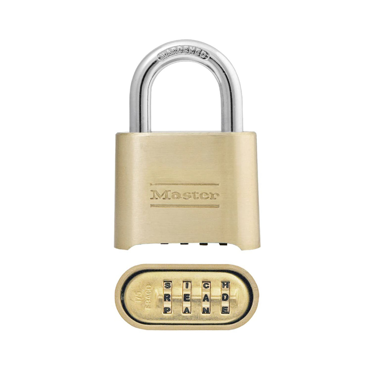 Master Lock 175DWD padlock front view shows a durable die-cast body