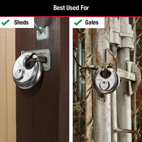 Master Lock 40TRI dual locking levers close-up for pry resistance.