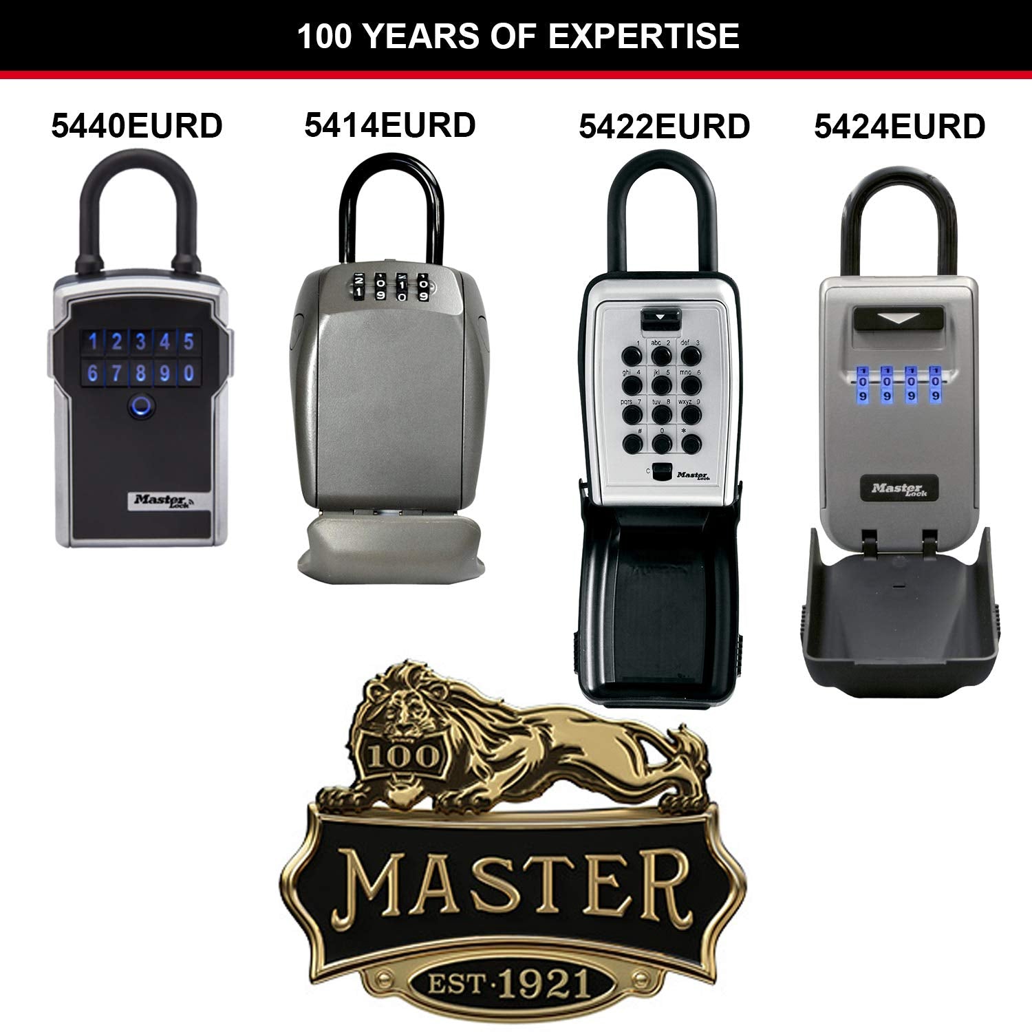 Master Lock 5414EC five-key capacity stores multiple keys securely.