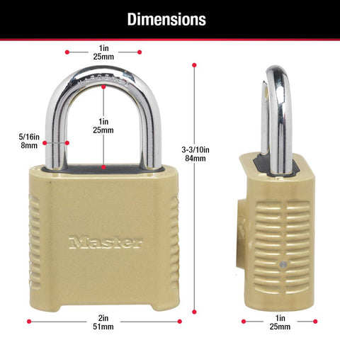 Master Lock 875D face with 4-digit dial illustrates easy access options