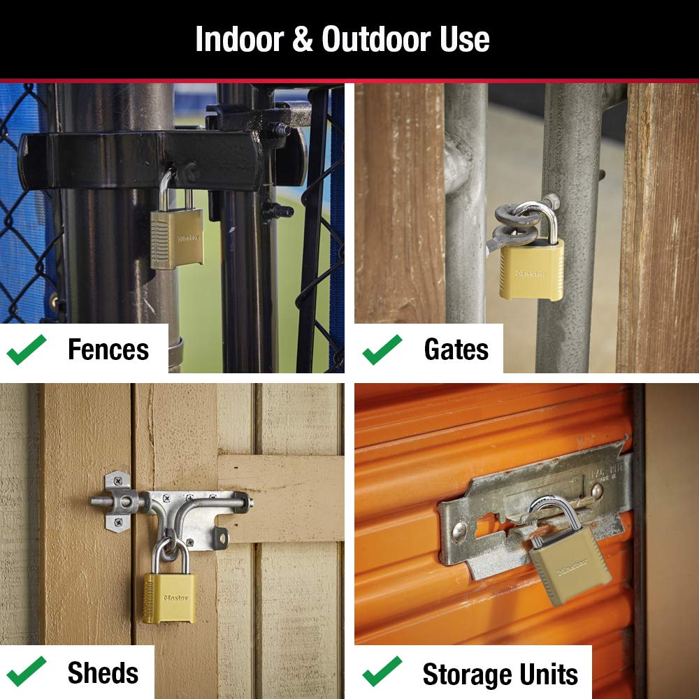 Master Lock 875D dial and code example shows set-your-own combination convenience