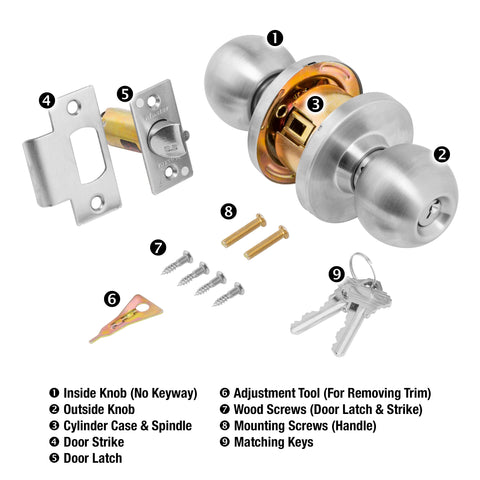 Master Lock BLC0232DKA4 storeroom ball knob interior view showing operable inside handle