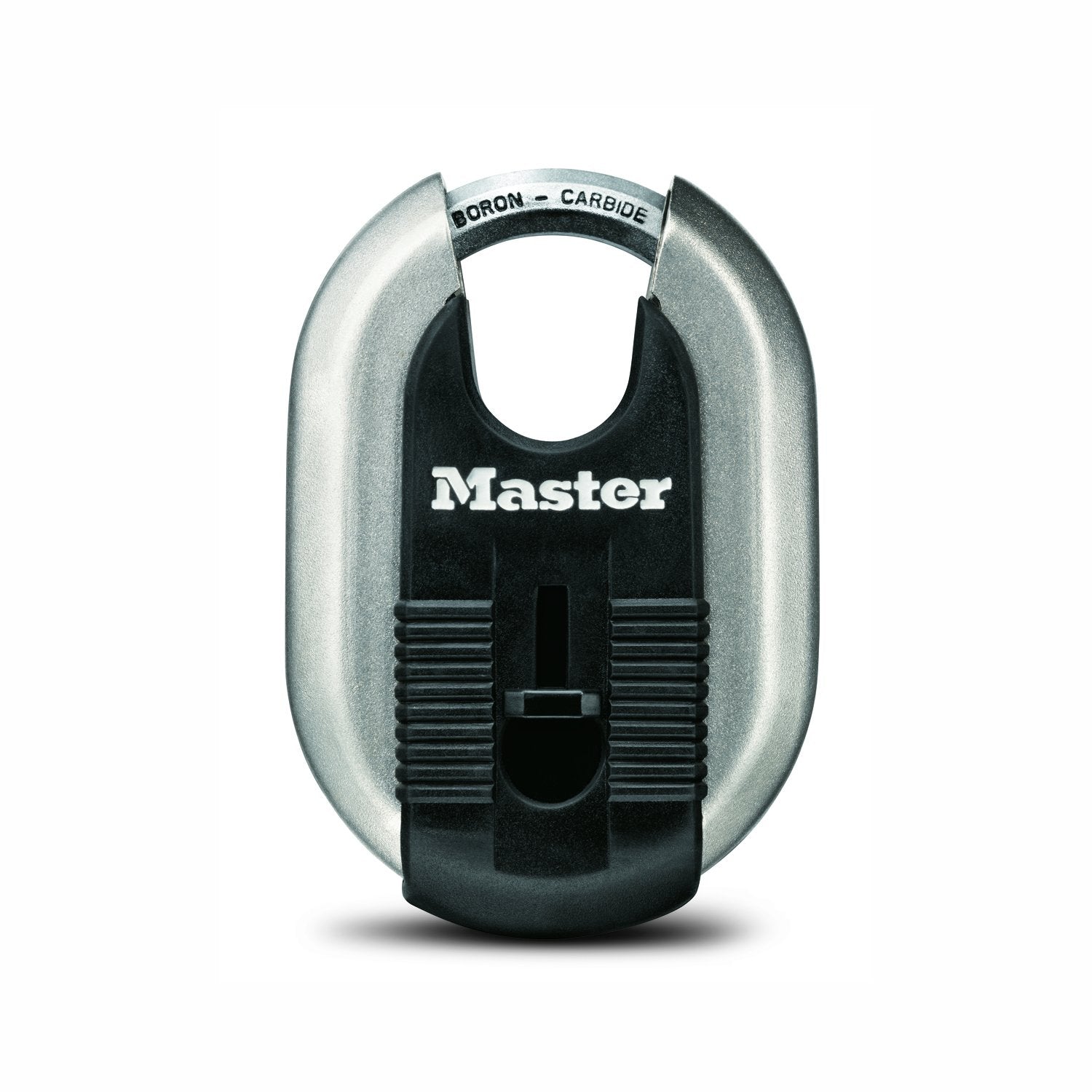 Master Lock Magnum padlock body with laminated steel for strength and weather resistance